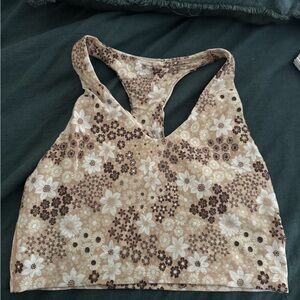 Floral Tan and Brown sports bra